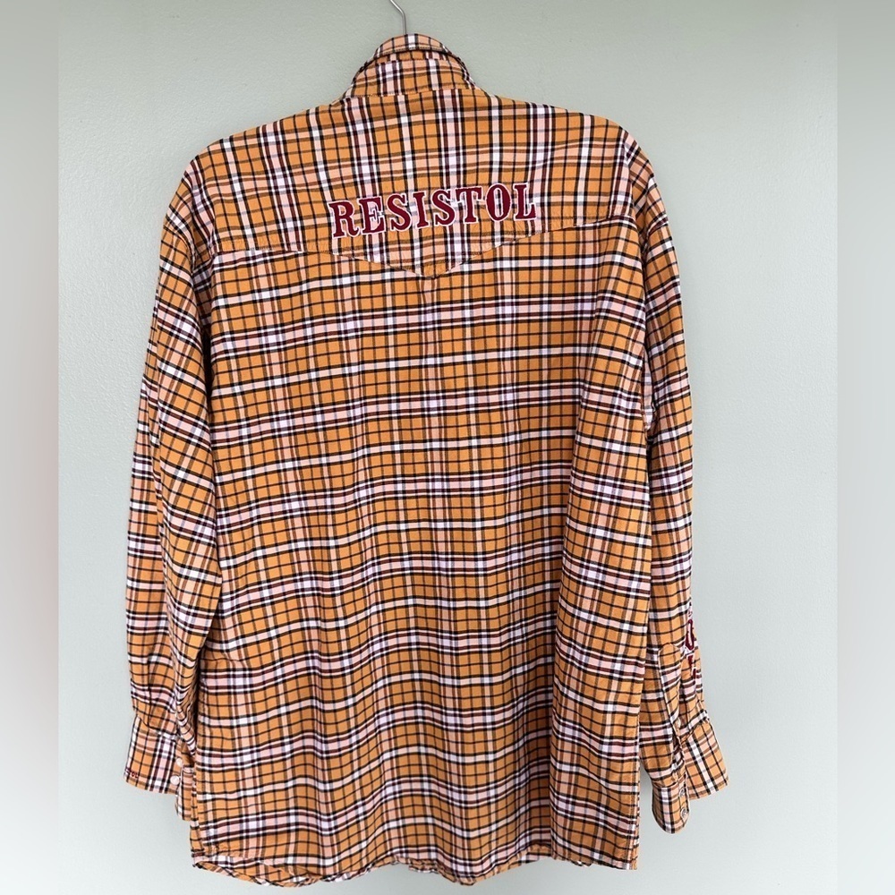 Resistol Shirt Rodeo Mens Sz Large Embroidered Logo Pearl Snap Plaid Western‌‌‌ - Picture 3 of 11